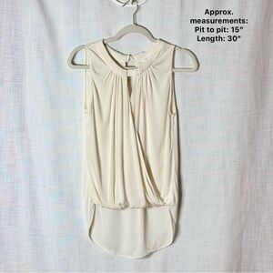 Veronica Beard Ivory Silk Draped Sleeveless Hi-Low Blouse Size 10
